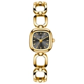 Orologio al quarzo quadrato dorato da donna con quadrante grigio e cinturino a catena - Cassa Oro Quadrante Nero