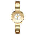 Orologio GEDI dorato da donna con cinturino a serpente elastico e quadrante rotondo - Cassa Dorata Quadrante Bianco Cinturino in Acciaio Elastico Dorato