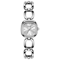 GEDI Women's silver bracelet watch with square dial and hollowed-out metal link strap - Silver Case White Dial Silver Band
