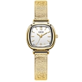 Exquisite women watch with gold woven steel strap and square silver white dial - Gold Case White Dial (Gold Mesh Band)