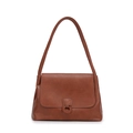 Minimalist brown leather cloud tote bag with circular woven buckle for women's office wear - Brown