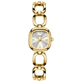 Orologio al quarzo quadrato dorato con cinturino a maglie rettangolari e quadrante argento - Cassa Oro Quadrante Bianco Cinturino Oro