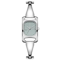 Orologio al quarzo quadrato argento da donna con bracciale rigido e motivo a cigno - Cassa Argento Cinturino Blu Chiaro Quadrante Argento