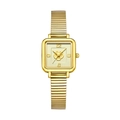 Elegante orologio dorato quadrato al quarzo con quadrante floreale da donna in metallo - Cassa Dorata Quadrante Dorato (51078)