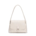 Minimalist creamy white cloud tote bag with woven ring buckle and soft leather texture - White