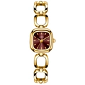 Orologio bracciale GEDI dorato di lusso per donna con quadrante quadrato bordeaux - Cassa oro quadrante rosso vino