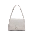 Light grey cloud tote bag with matte leather finish and woven round buckle detail - Gray