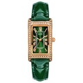 GEDI vintage square watch with green crocodile leather strap and rose gold diamond case - Rose Gold Case Green Dial Green Strap