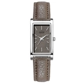 Orologio rettangolare vintage argento da donna con quadrante grigio e cinturino marrone - Cassa Argento Quadrante Grigio Cinturino Grigio
