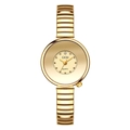 Orologio al quarzo GEDI tondo oro di lusso per donna con cinturino elastico in metallo - Cassa Dorata Quadrante Dorato Cinturino in Acciaio Elastico Dorato