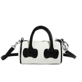 Mini borsa a secchiello in velluto a coste bianco con fiocchi neri e tracolla - Bianco Sporco