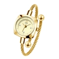 Elegant gold braided rope bangle watch for women with swan logo and rhinestone dial - Gold Case Gold Dial Gold Strap