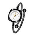 Orologio GEDI quadrato nero con cinturino a corda metallica e motivo a cigno sul quadrante - Cassa Nera Chiodi Dorati Quadrante Bianco Cinturino Nero