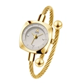 Elegant gold woven rope bracelet watch with square dial and swan quartz movement - Gold Case Grey Dial Gold Strap