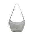 Bolso de hombro gris minimalista tipo media luna con cadena plateada y correa ajustable - Gris