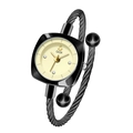 Orologio GEDI a bracciale con cavo intrecciato nero e quadrante quadrato con cristalli - Cassa Nera Quadrante Oro Cinturino Nero