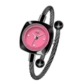 Orologio a bracciale GEDI nero con quadrante rosa, logo cigno e indici in cristallo - Cassa Nera Quadrante Rosso Rosa Cinturino Nero