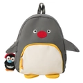 Sac à dos pingouin gris mignon pour femmes avec pendentif en peluche et ventre blanc - Grand / Avec Pendentif / Gris