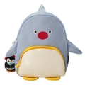 Sac à dos pingouin mignon en bleu clair avec broderies et pendentif en peluche - Grand / Avec Pendentif / Bleu