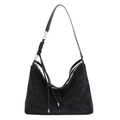 Black matte hobo tote bag with woven knot detail and large capacity shoulder design - Black
