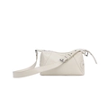 Borsa a tracolla minimalista in pelle PU bianco crema con tracolla larga e dettagli argento - Bianco