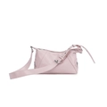Borsa a tracolla minimalista in pelle PU rosa chiaro con tracolla larga e fibbia argento - Rosa