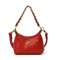 Kids quilted crossbody bag in red faux leather with gold chain strap and metal logo - Red