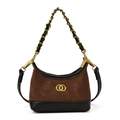 Quilted leopard print crossbody bag for kids with gold chain strap and stylish logo - Brown