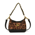 Mini crossbody bag for kids with leopard print and quilted black leather base - Leopard Print