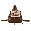 Zaino per bambini a quadretti con peluche a forma di cane e volant per bimbi - Marrone