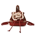 Zaino a quadri rossi per bambini con ciondolo a forma di cucciolo e balze decorative - Rosso