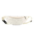 White children's waist bag with silver star patterns and adjustable shoulder strap - White