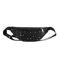 Kids black waist bag with white star print and adjustable nylon strap for boys and girls - Black