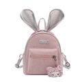 Roze kinderrugzak met luipaardprint, zilveren konijnenoren en schattige pluche hanger - Met Hanger / Roze