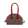 Kinder schoudertas met pied-de-poule patroon in rood en zwart met een leuke halfronde vorm - Rood Klein Zonder Hanger