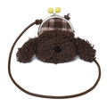 Borsa a tracolla in peluche marrone a forma di cane con ricamo fashion e chiusura oro - Marrone