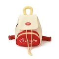 Cartoon star canvas backpack for kids with red front pocket and adjustable straps - Off White