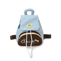 Blue and brown canvas kids backpack featuring star patterns and adjustable straps - Light Blue
