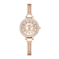 Elegant rose gold watch with crystal bezel and woven mesh bracelet for women - Rose Gold Case Rose Dial