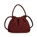 Borsa a secchiello in camoscio rosso scuro per bambini con manico tondo e design a nuvola - Borgogna