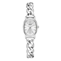Orologio al quarzo ovale argento da donna con quadrante minimalista e cinturino a catena - Cassa Argento Quadrante Bianco Cinturino Argento