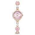 GEDI luxury rose gold watch for women featuring pink flower bracelet and pearl dial - Rose Gold Case Pink Dial Pink Zirconia