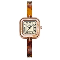 Gedi vintage small square quartz watch with amber resin chain and Roman numerals - Coffee