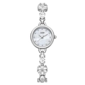 Silver GEDI sunflower bracelet watch with mother of pearl dial and sparkling crystals - Silver Case White Dial White Zirconia
