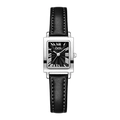 Orologio al quarzo quadrato Gedi con cassa argento e cinturino in pelle nera - Cassa Argento Quadrante Nero Cinturino Nero