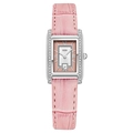Orologio GEDI vintage rettangolare da donna con cinturino in pelle rosa e cassa argentata - Cassa Argento Quadrante Rosa (Lancette Bianche) Cinturino Rosa