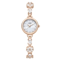GEDI rose gold sunflower jewelry watch for women with sparkling crystal bracelet - Rose Gold Case White Dial White Zirconia