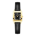 GEDI vintage square quartz watch with black dial, gold case and black leather strap - Gold Case Black Dial Black Strap