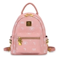 Mochila de lona rosa con estampados de ositos y tachuelas doradas en los lados - Rosa