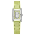 Orologio rettangolare argento con cinturino in coccodrillo verde e cristalli - Cassa Argento Quadrante Verde (Lancette Bianche) Cinturino Verde
